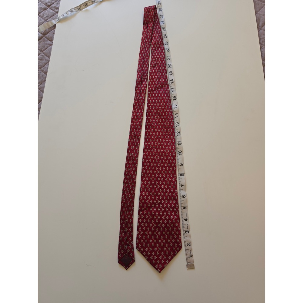 GUCCI 100% Silk Italy Preppy Old Money Maximalist Geometric Floral Red Tie - Picture 4 of 8